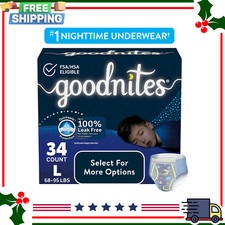 Goodnites Bedwetting Underwear for Boys, L 68-95 lbs , 34 Ct, Overnight Diapers