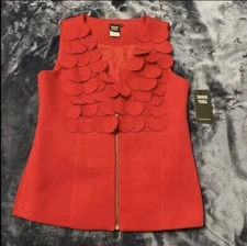 New Sharon Young Women's Red  WollVest, Size-S