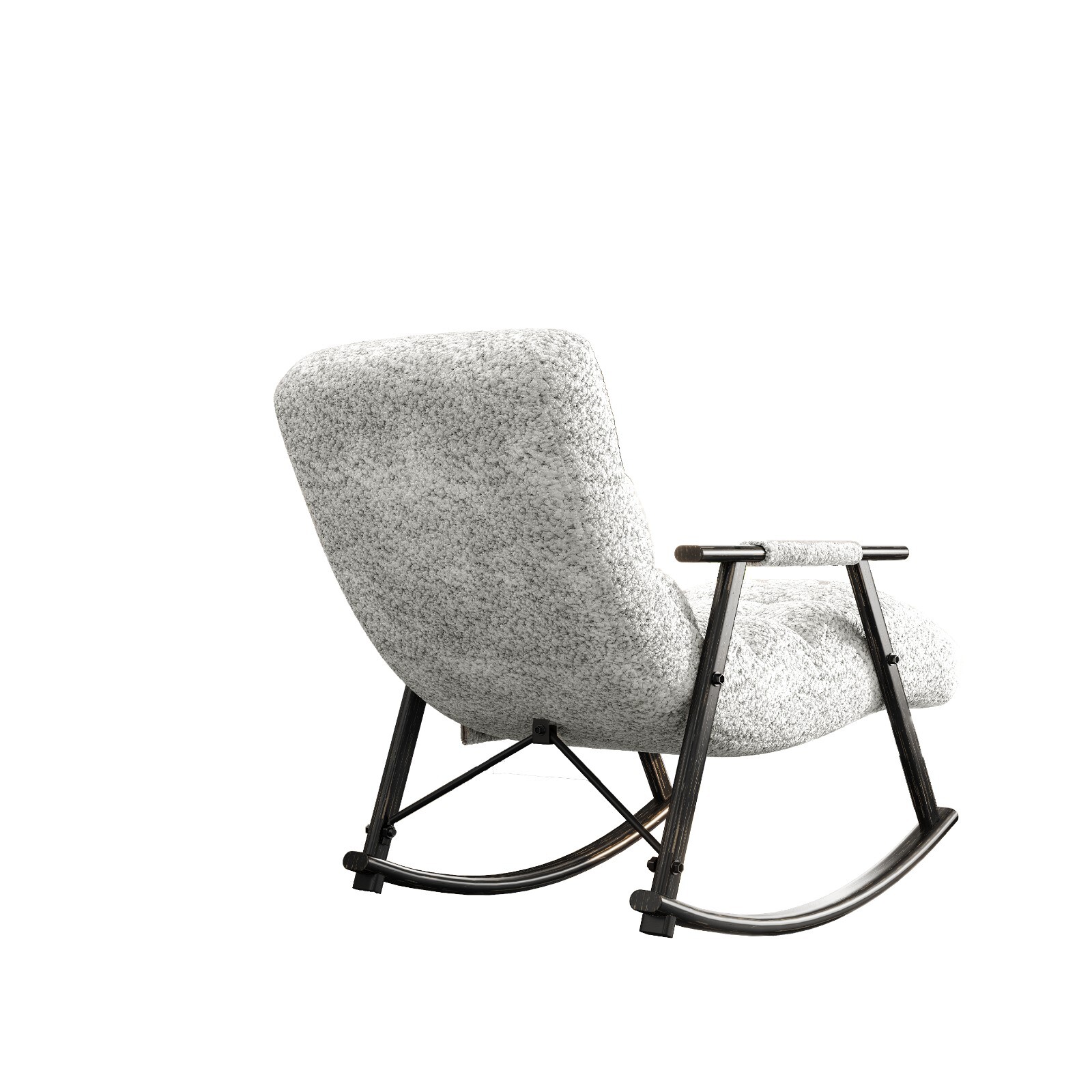 Casual folding adjustable high-back grey rocking chair with cushions