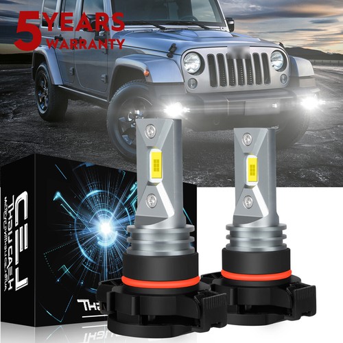 2x PSX24W 2504 Xenon White LED Fog Light Bulbs for 2010-2019 Jeep Wrangler JK JL