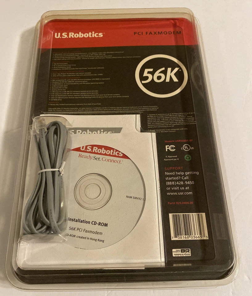 U.S. Robotics V.92 56K PCI Faxmodem USR265660A with Software NOS Sealed - Image 2 of 4