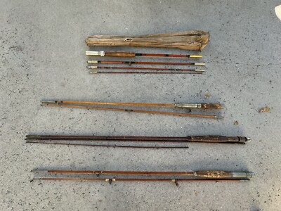 Collection Of Four Antique Vintage Fishing Poles