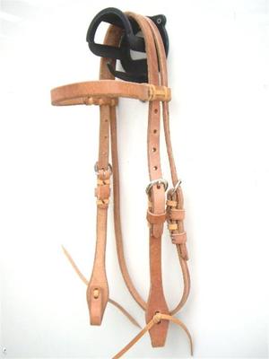EE Tack Harness Kopfstück aus Herman Oak Leather mit Stirnband Westerntrense