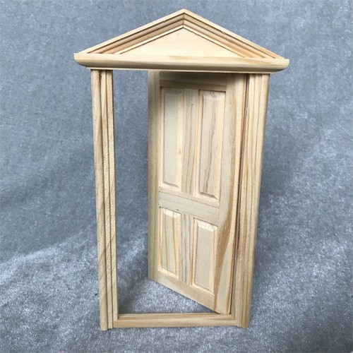 Casa de muñecas 1/12 miniatura sin pintar 4 paneles exterior puerta de madera accesorios hágalo usted mismo - Imagen 3 de 12