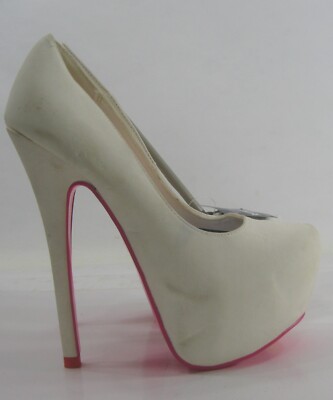 White/PINK 6''Stiletto Heel 2'' Platform  ROUND TOE Shoe WOMEN Size 6