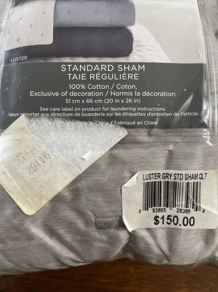 $150 Vera Wang блеск серый 1-PC стандартный стеганая Sham - Изображение 3 из 4