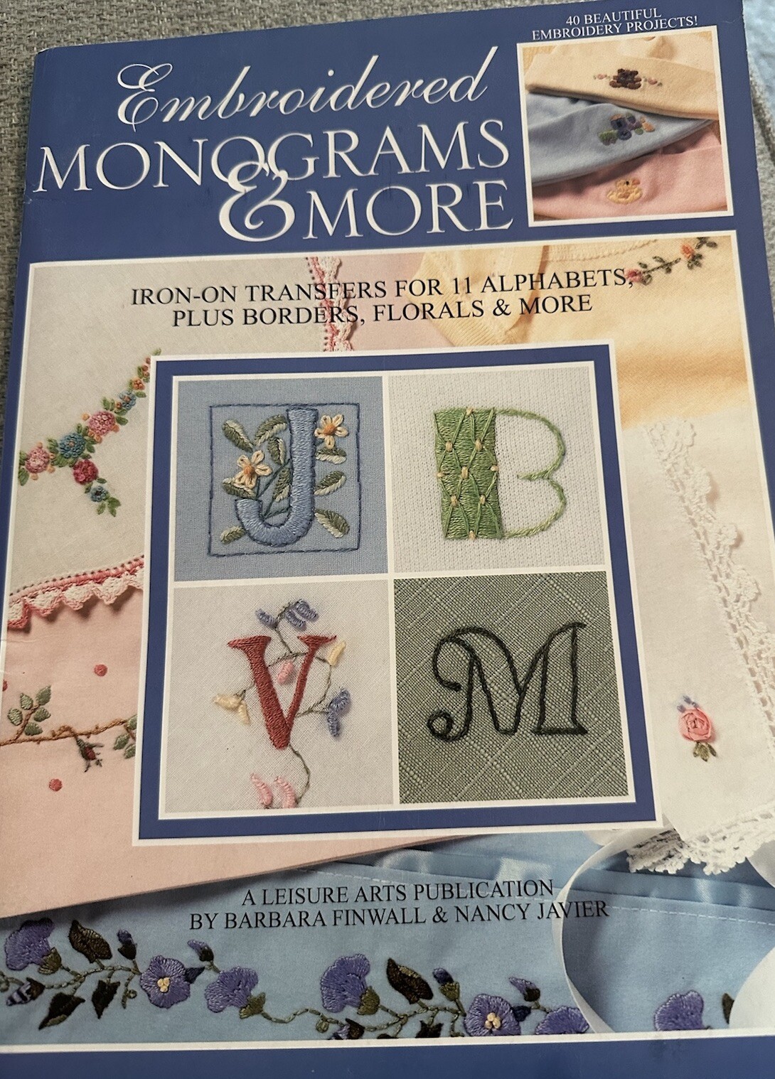 Leisure Arts Iron-On Transfers Embroidered Monograms & More 