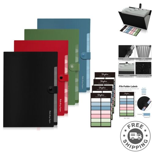 8 Pockets Accordion File Organizer, Expanding File Folders, Portable Document...