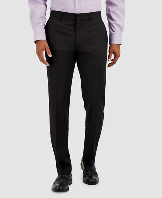 Kenneth Cole REACTION Uomo Pantalone Elegante Vestibilità Moderna - Nero, Tessuto Misto, Vita 36 Lunghezza 34