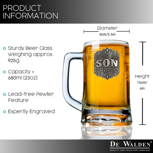 Personalised Engraved Pewter Son Birthday Gift Beer Pint Glass Tankard - Picture 8 of 9