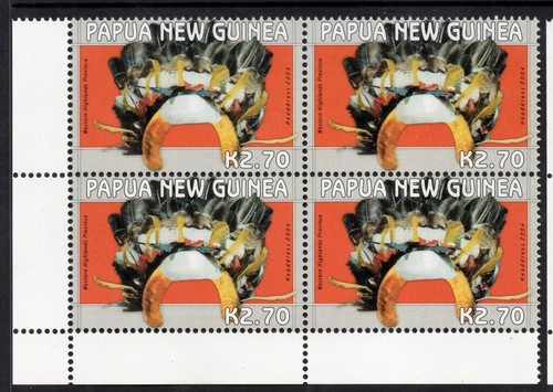 PNG 2004 LOCAL HEADDRESSES K2.70 "WESTERN HIGHLANDS PROVINCE" C/BLOCK (4) MNH