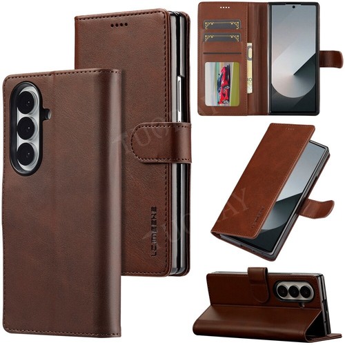 Handyhülle Für Samsung Galaxy Z Flod 7 6 5 4 3 Leder Wallet Tasche Cover Case - Picture 3 of 73