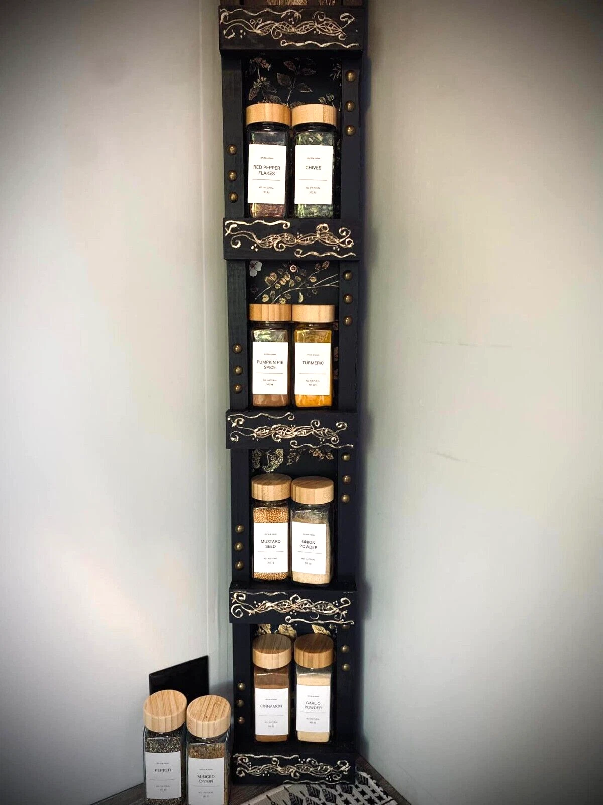 Spice Wall Rack Victorian Style Black Krazed Dezigns