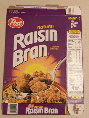 Post Raisin Bran Empty Cereal Box Flat - VINTAGE!