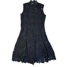 Bardot Lace Crochet Sleeveless Dress Women Sz 8 Black LBD 