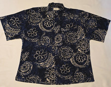 J T BECKETT HAWAIIAN PRINT Short Sleeve CASUAL Shirt Size XL NAVY BLUE