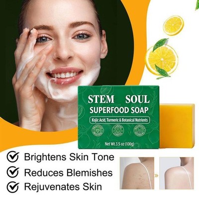 100g Superfood Soap Bar   Turmeric Lemon Cleansing Hot Body Soap Sale Fo C5K4