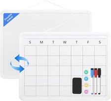 Monthly Whiteboard Calendar for Wall, Small 16" x 12" Dry Erase Board with Plast
