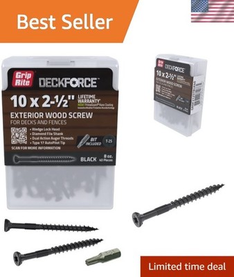 40-Pack of 2-1/2'' Black Nano Coated Wood Screws - Engineered for Treated Lumber