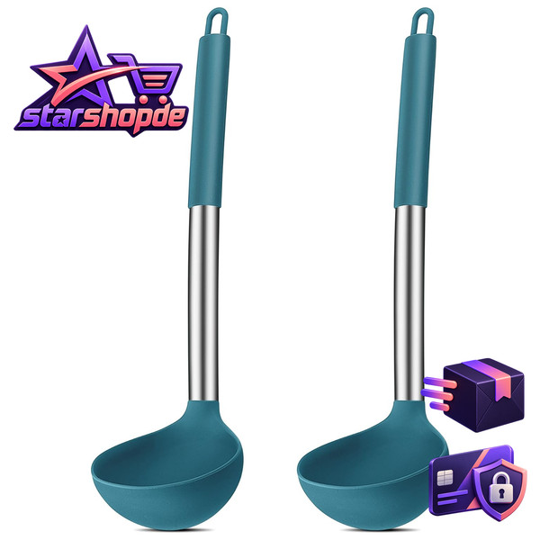 Silikon Suppenkelle Set 2-Teilig Blau KüChenutensilien Kochen Backen-image