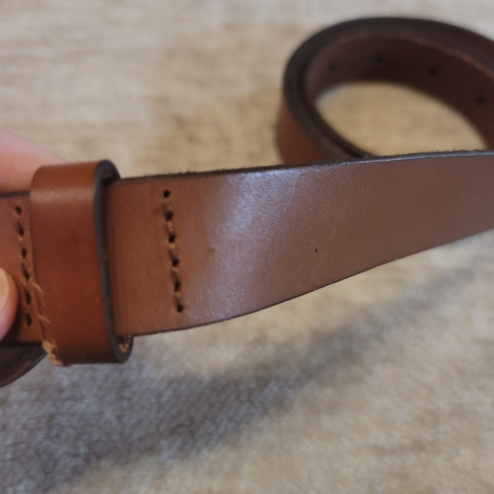 Ralph Lauren Leather Belt Brown Classic Gold Buckle Women Size L thumbnail 2