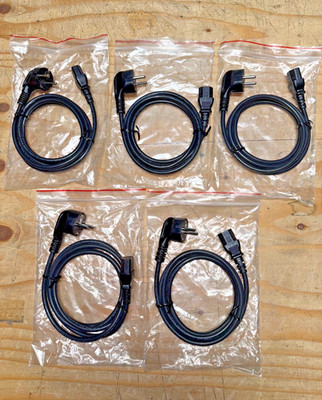 LOT OF 5 UK EUROPEAN SCHUKO PLUGS CEE 7/7 WITH IEC C13 CONNECTORS