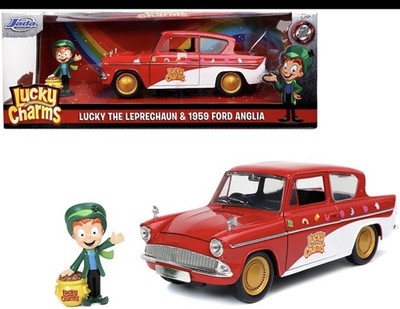 Jada 1:24 Diecast Lucky Charms 1959 Ford Anglia with Lucky the Lepruchan figure