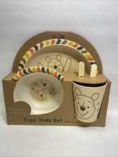 Disney Winnie The Pooh 5 Piece Kids Dish Set Bamboo Fiber New