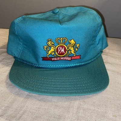 Vintage Phillip Morris Embroidered  Adjustable Hat Rope Trim 90s  Made In USA