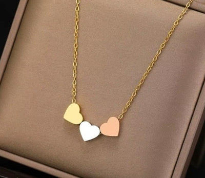 Zara 18K vergoldet Halskette Kette mit 3 zarten Herzen Gold Silber Rosegold