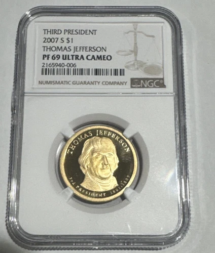 2007-S Thomas Jefferson Third President.  NGC. PF 69 Ultra Cameo