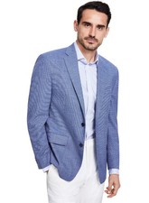 Michael Kors Mens Classic-Fit Melange Sport Coat 46 Regular Blue Blazer NWT 295