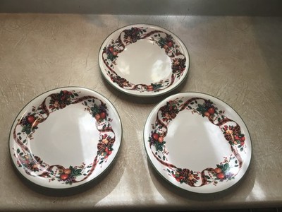 William James Dinner Plate Christmas 10.5'' Fine Stoneware Fruit Vintage Lot Of 3