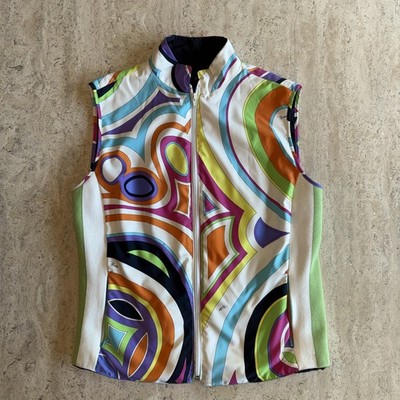 Emilio Pucci White Multicolor Signature Print Reversible Vest