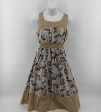 Chaudry K Floral Cotton Sleeveless Maxi Dress Smocked Waist Tie Back - Small