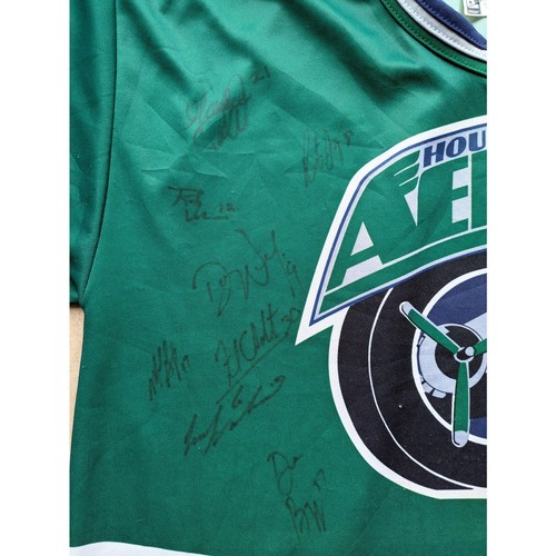 Houston Aeros 90s BAUER jersey SIGNED M green road IHL hockey vintage - Picture 2 of 6