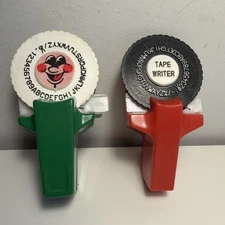 Vintage Esselte Smile Face Green White Red Label Maker Lot Small Hand Held Smily