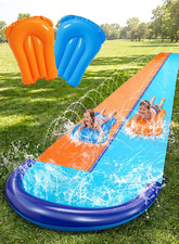 32.5FT Double Water Slides, Heavy Duty Lawn Slide with Sprinkler and 2
