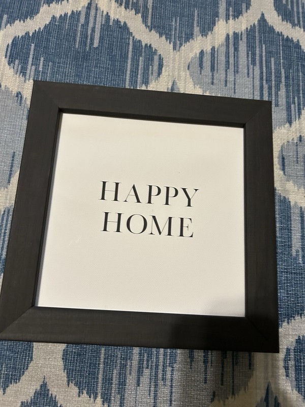 Happy Home Wall Art 8.5 x 8.5 Inch Black and White