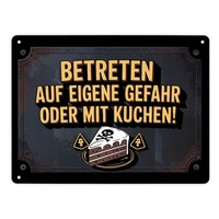 Totenkopf Metallschild XL In 21X28 Cm Mit Kuchenwarnung FüR Vintage-Fans