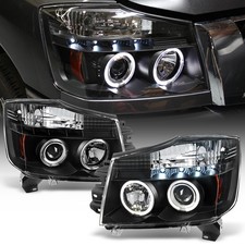 Black Headlamps For 2004-2015 Titan Led Halo Projector Headlights Set Leftright Black Headlamps For 2004-2015 Titan Led Halo Projector Headlights Set Leftright