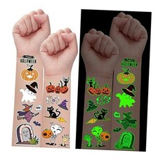 Partywind 10 Sheets Luminous Halloween Temporary Tattoos for Kids, Glow