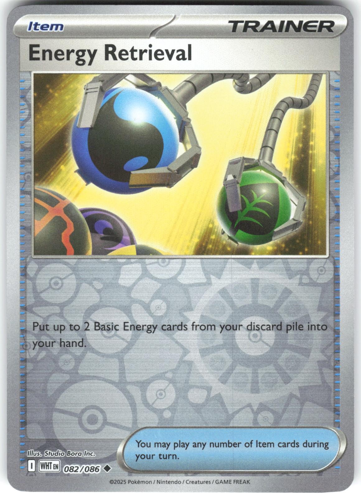 Energy Retrieval 082/086 White Flare Reverse Holo Pokemon LP