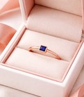 GENUINE 0.18 Cts BLUE SAPPHIRE SOLITAIRE RING 14K ROSE GOLD PLATED (.925) - NWT — photo 3