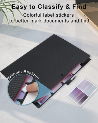 5 Pocket Expanding File Folder Accordion Organizer Letter Size with Labels