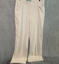 Alain Weiz Pants Womens 16 Khaki Beige Cuffs Business Casual Work Relaxed Pleats