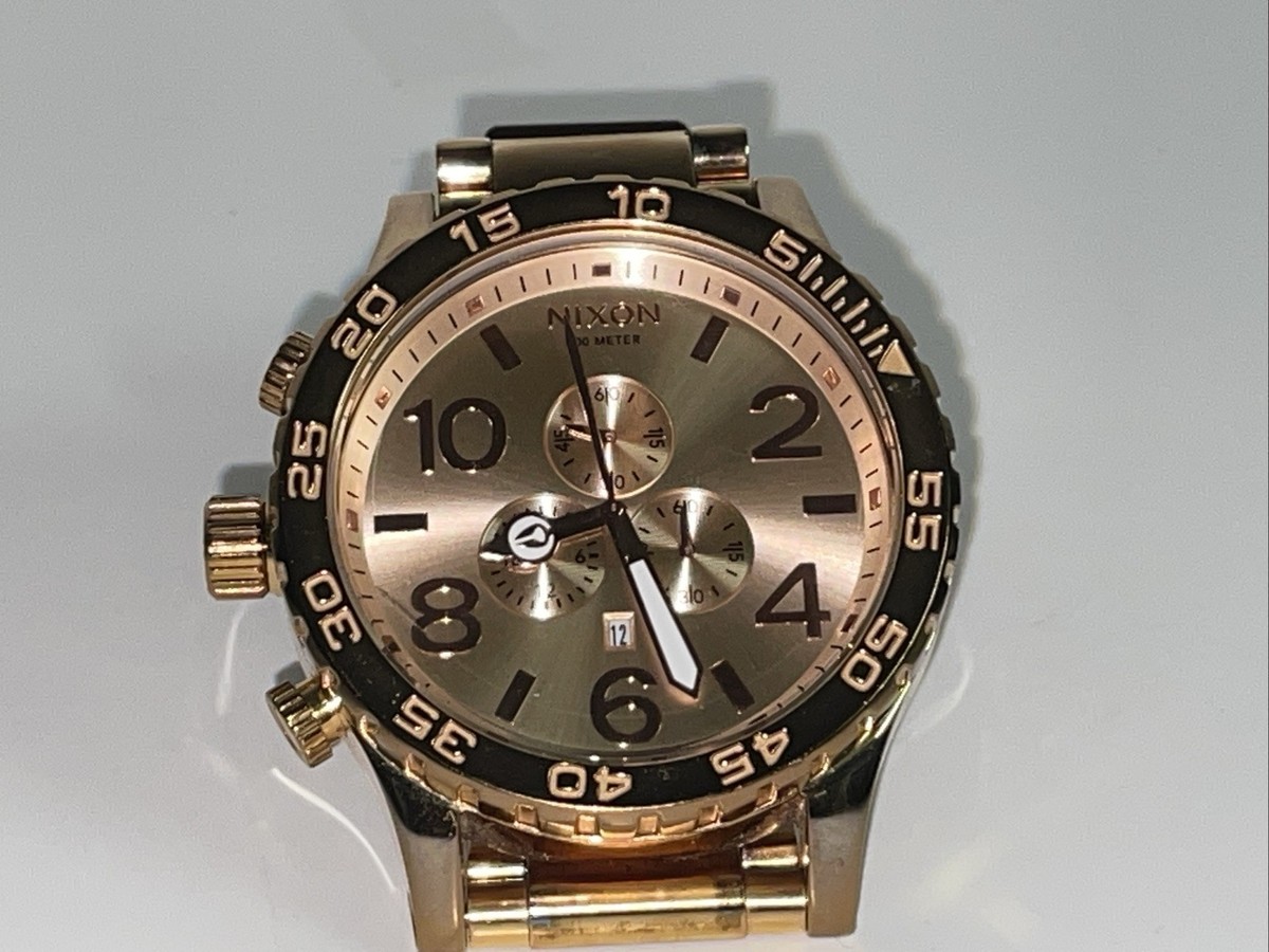 Used Nixon51-30 Chrono ROSE GOLD Tone Watch MENS WOMENS GIFT