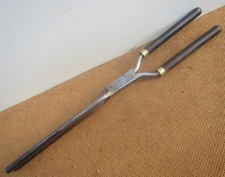 Old Antique Curling Iron with Wooden & Brass Handle