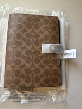 Coach Snap Notebook In Signature Canvas/Smooth leather/ Tan Brown CZ198 NWT