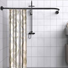 23.6-33.5 in L-Shaped Shower Curtain Rod Adjustable Square 90 Degree